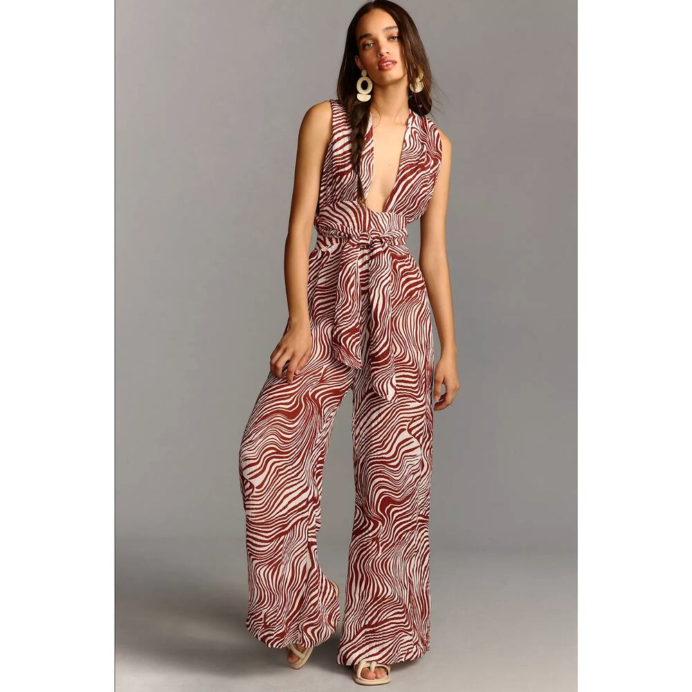 Faithfull Plunge V-Neck Wide-Leg Jumpsuit - New Large
